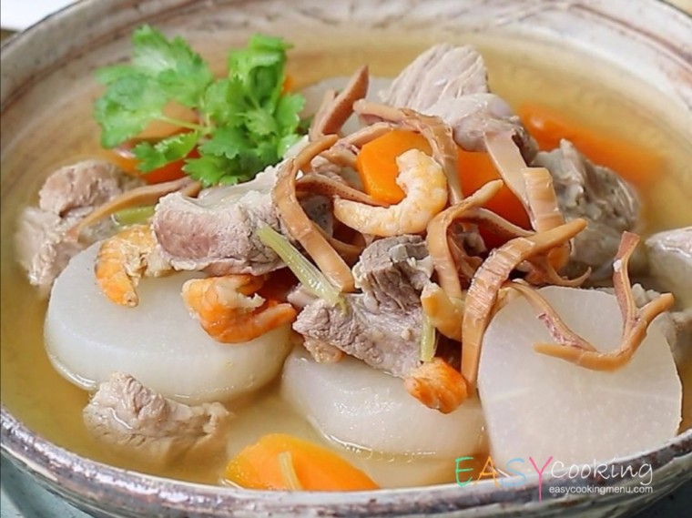 แกงจืดไช้เท้าน้ำซุปปลาแห้ง