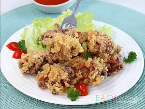 ปลาหมึกสายชุบแป้งทอด
