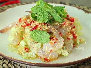ยำมะระแก้วกุ้งสดวาซาบิ