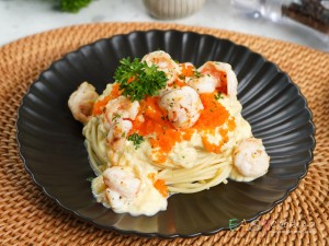 สปาเก็ตตี้ไข่ข้นไข่กุ้ง​