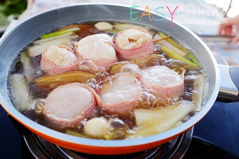 หมูพันเบคอนต้มซีอิ๊ว-สไตล์ญี่ปุ่น